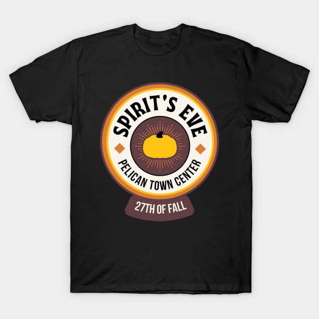 Spirit's Eve Festival Event | Golden Pumpkin | Orange, Cream and Black | Cozy Indie Video Game | Stardew Valley Merch T-Shirt by Flourescent Flamingo